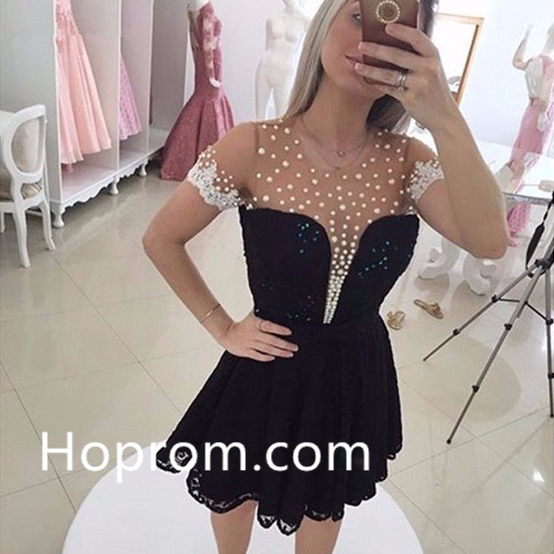 Illusion Black Mini Homecoming Dresses 2017 Mezuniyet Elbiseleri Sheer Back Party Gowns