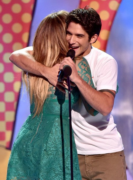 Green Jennifer Lopez (J.Lo) Short Lace Dress Long Sleeves Prom Celebrity Dress Teen Choice awards 2014