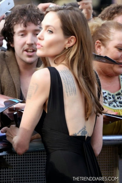 Black Angelina Jolie Chiffon Prom Evening Dress Red Carpet World War Z premiere