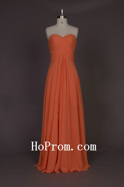 A-Line Chiffon Prom Dress,Long Orange Prom Dresses,Evening Dress