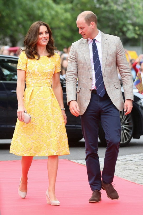 Yellow Princess Kate Middleton Lace Fit Dress Flare Knee Length Prom C Hoprom Yellow Princess Kate Middleton Lace Fit Dress Flare Knee Length Prom C Hoprom