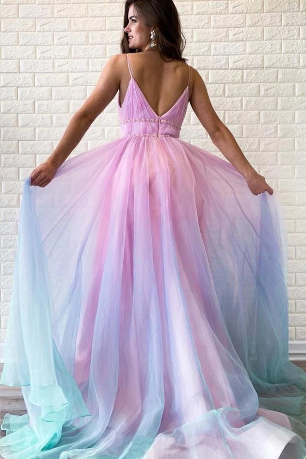 Beautiful White Chiffon Print A Line Evening Dress Long Prom Dress SP222 main image 1