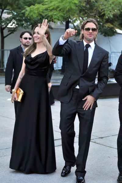 Black Angelina Jolie Satin Prom Red Carpet Dress Toronto Film Festival Moneyball Premiere