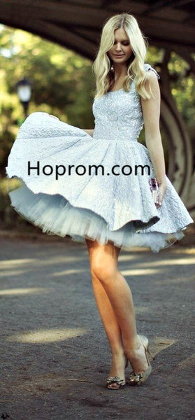 Baby Blue Lace Homecoming Dress, Chiffon Homecoming Dress