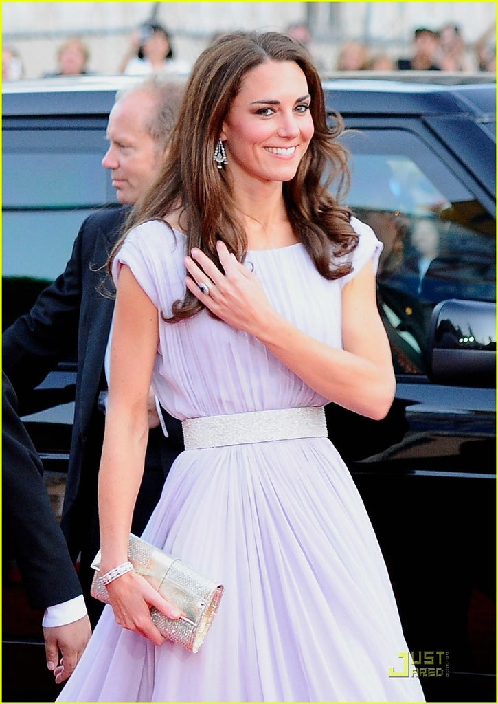Light Purple Princess Kate Middleton Sparkly Belt Dress Pleated Prom R Hoprom