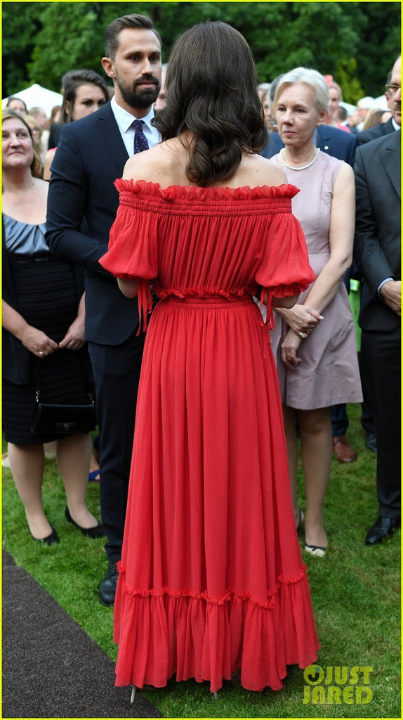 Red Princess Kate Middleton Chiffon Off the Shoulder Dress Half Sleeve Hoprom Red Princess Kate Middleton Chiffon Off the Shoulder Dress Half Sleeve Hoprom