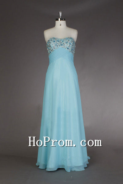 Light Blue Prom Dresses,Long Crystal Prom Dress,Evening Dress