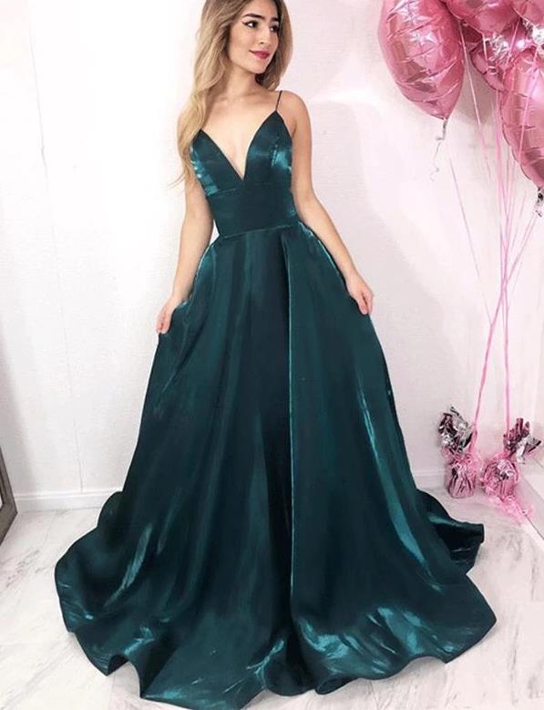 Spaghetti Straps Green Prom Dresses Simple Evening Formal Dress Hoprom Spaghetti Straps Green Prom Dresses Simple Evening Formal Dress Hoprom