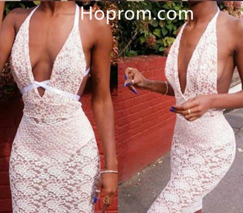 Deep V Neck Homecoming Dress, Lace Sexy Homecoming Dress