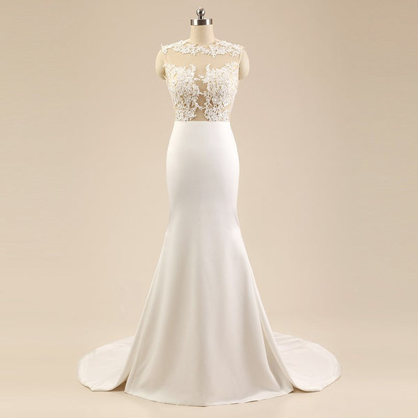 Lace Prom Dresses,White Prom Dress,Applique Evening Dress