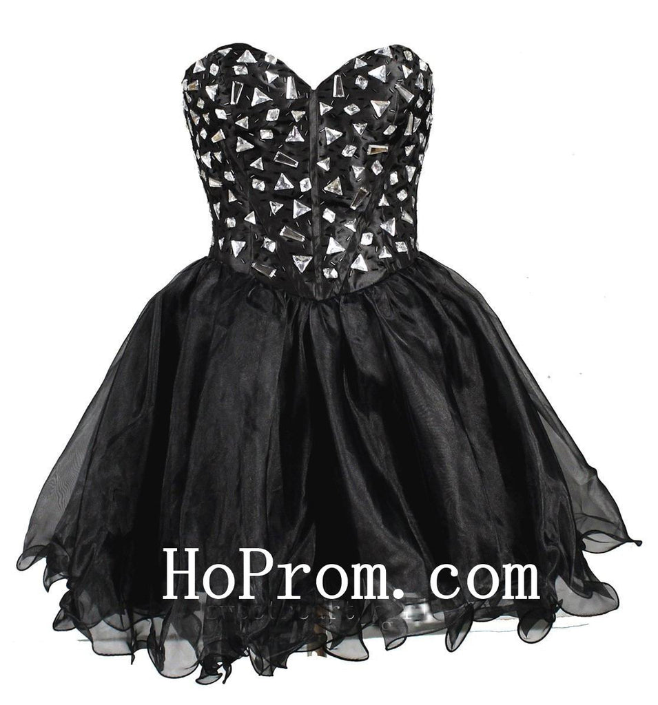 Short Black Prom Dress,A-Line Prom Dresses,Evening Dress