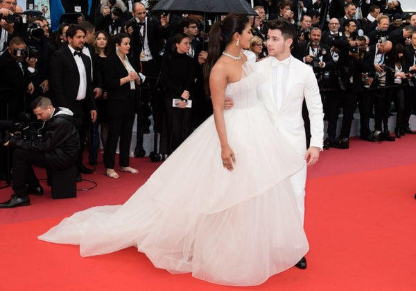 White Priyanka Chopra Strapless Ball Gown Dress A-line Prom Red Carpet Evening Dress Cannes