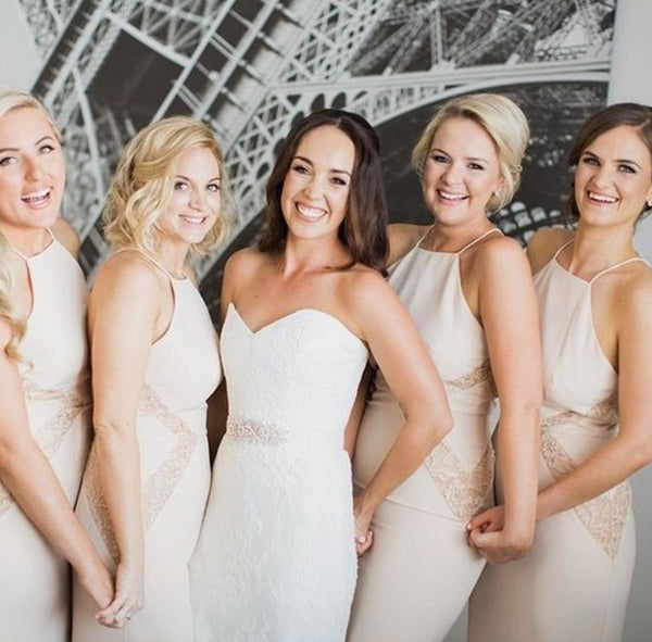 Vintage Simple Halter Bridesmaid Dress
