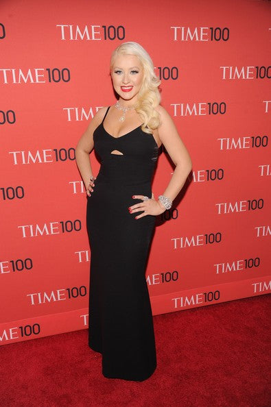 Black Christina Aguilera Spaghetti Straps Dress Keyhole Prom Red Carpet Evening Dress Time 100