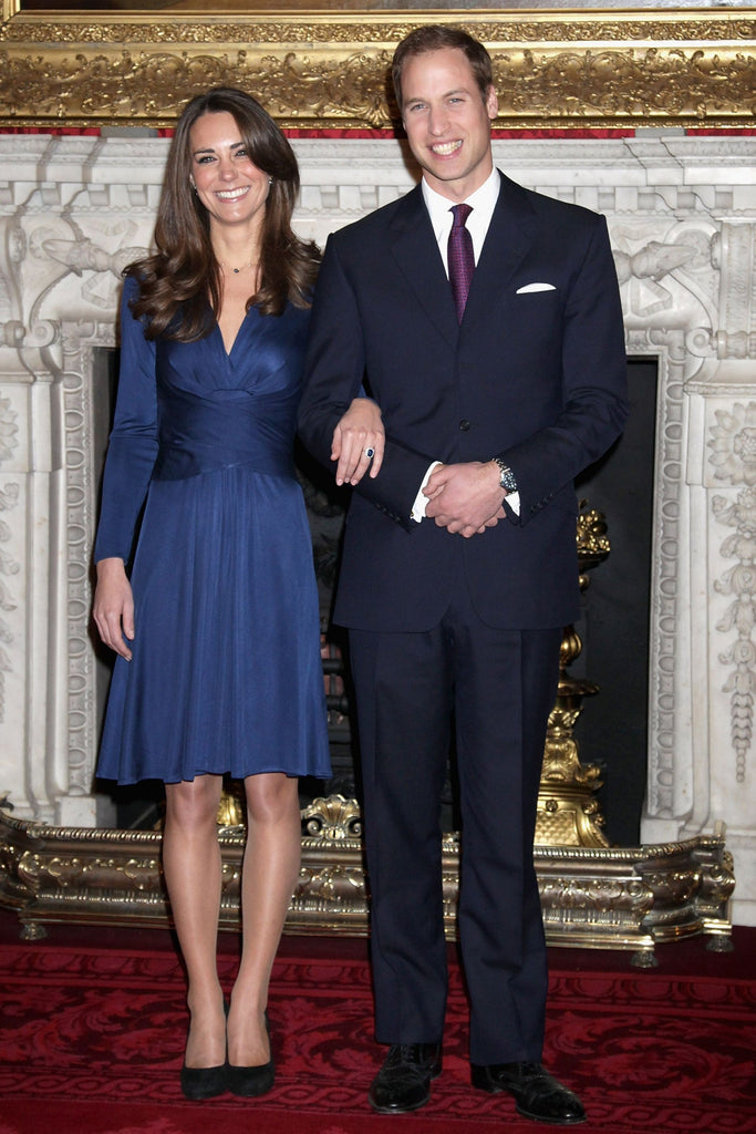 Kate Middleton Teal Cap Sleeve V-neck Formal Dress - Xdressy