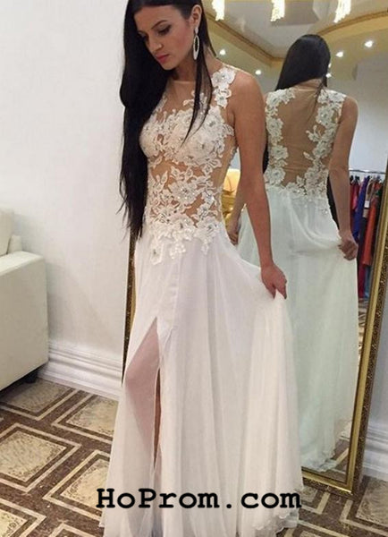 White Lace Prom Dress Prom Backless Lace Evening Dresses