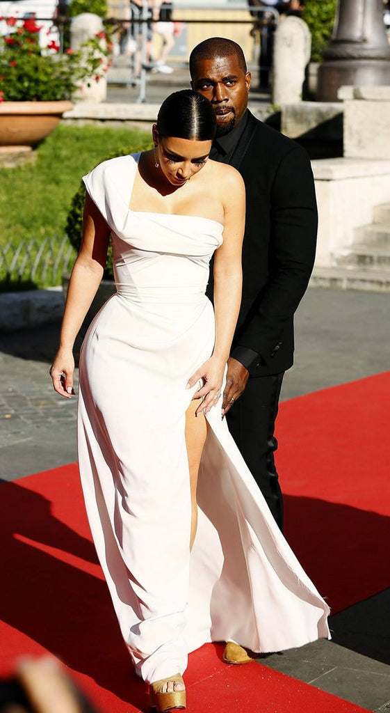 White Kim Kardashian Slit One Shoulder Dress Empire Waist Prom Best Re Hoprom White Kim Kardashian Slit One Shoulder Dress Empire Waist Prom Best Re Hoprom
