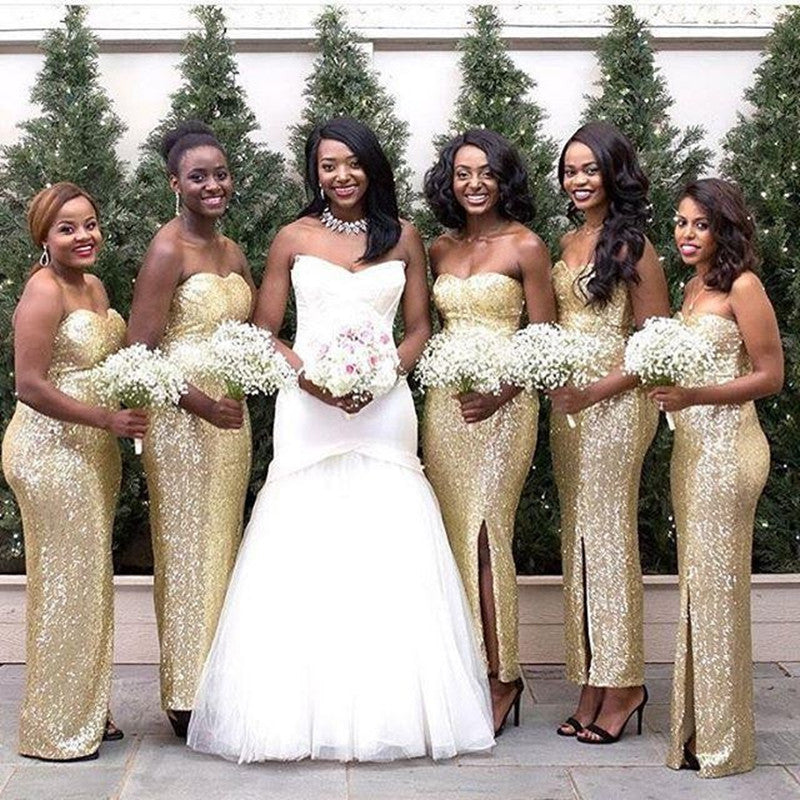Sweetheart Gold Sequin Simple Bridesmaid Dress Hoprom Sweetheart Gold Sequin Simple Bridesmaid Dress Hoprom