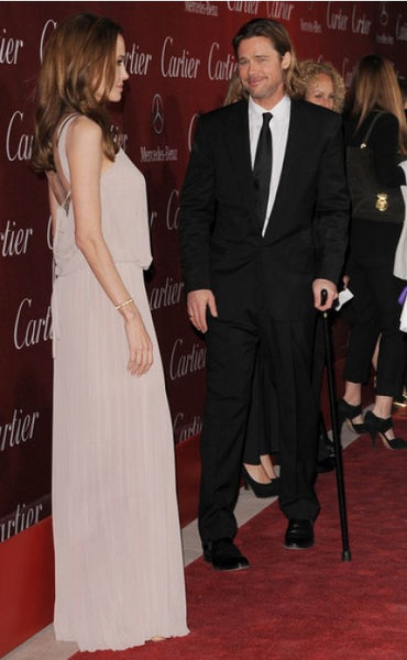 Grey Angelina Jolie Low Back Halter Prom Celebrity Dress Palm Springs International Film Festival