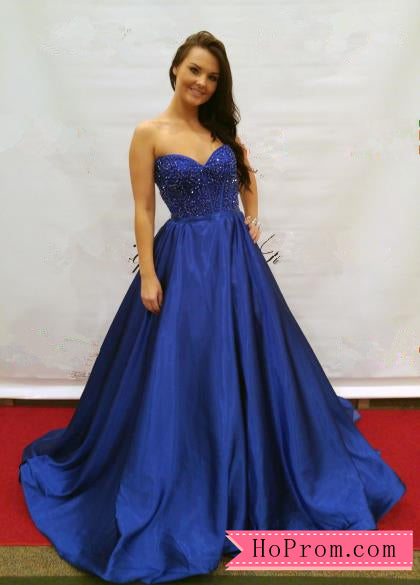 Royal Blue or Black Strapless Beaded Prom Dresses Pageant Dress