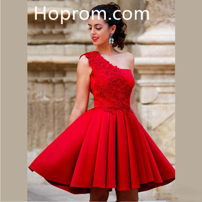 Red Mini A Line Homecoming Dresses One Shoulder Beautiful Lace Short P Hoprom Red Mini A Line Homecoming Dresses One Shoulder Beautiful Lace Short P Hoprom