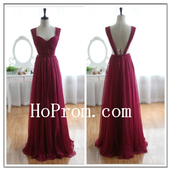 Long Prom Dresses,A-Line Prom Dress,Wine Red Evening Dresses