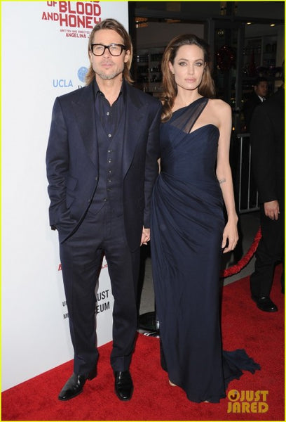 Navy Blue Angelina Jolie One Shoulder Chiffon Prom Celebrity Dress Blood & Honey' LA Premiere Online