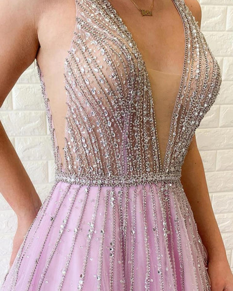 Tulle Sexy Pink Prom Dresses A Line Formal Evening Dress