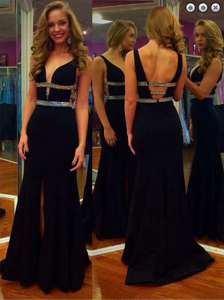 Black Backless Prom Dresses Black Evening Dresses