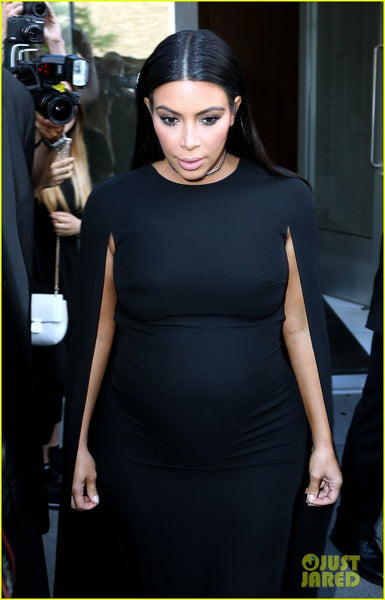 Black Kim Kardashian (Kim K) Pregnant Dress Cape Prom Celebrity Formal Evening Dress