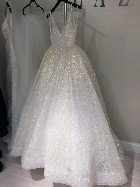 Long Bling Prom Dresses V Neck Sparkly Evening Dresses