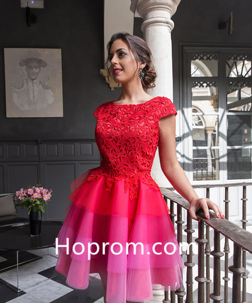 2020 Red Homecoming Dresses Lace Sleeves Multi Colors Short Cocktail Dress