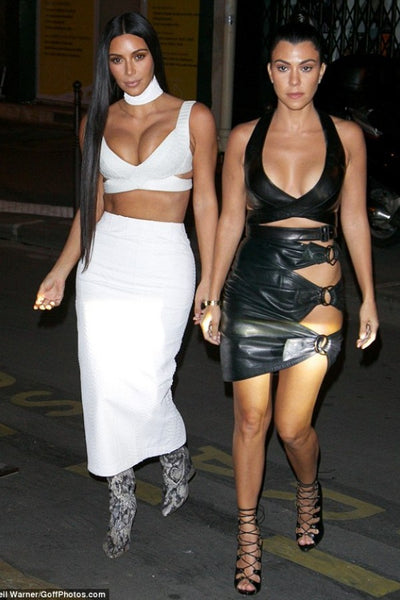 White Kim Kardashian (Kim K) Two Piece V Neck Wrap Dress Prom Evening Celebrity Dress At Gunpoint