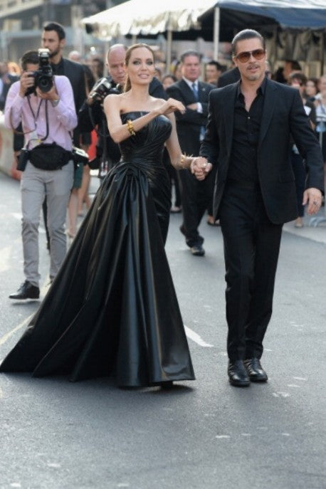 Black Leather Angelina Jolie Asymmetrical Dress Strapless Prom Gown Ce Hoprom Black Leather Angelina Jolie Asymmetrical Dress Strapless Prom Gown Ce Hoprom