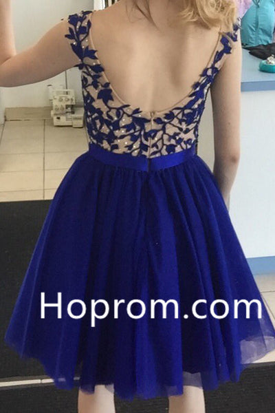 Royal Blue Homecoming Dresses Open Back Short Party Dresses