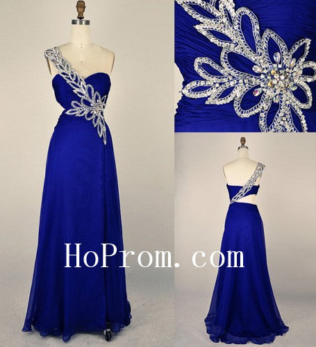 Blue Long Prom Dress,One Shoulder Prom Dresses,Evening Dress