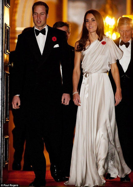 Silver Princess Kate Middleton One-shoulder Prom Celebrity Evening Dress National Memorial Arboretum Appeal