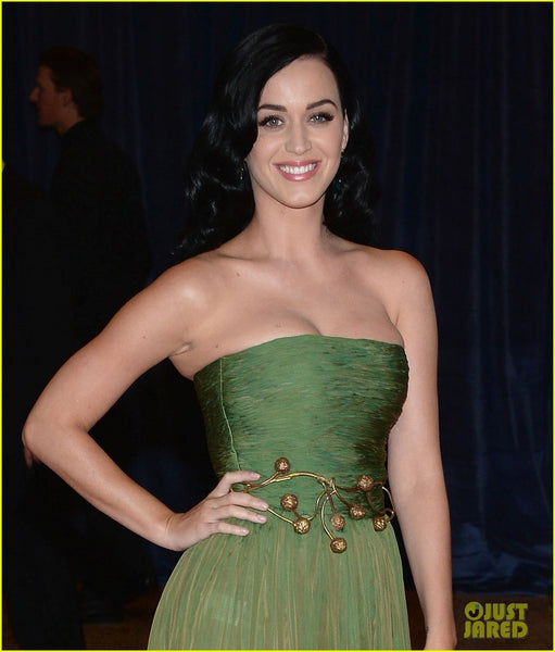 Green Katy Perry Strapless Chiffon Dress Ruched Prom Red Carpet Formal Dress White House Correspondents' Association