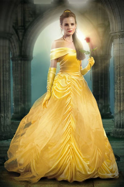 Yellow Emma Watson Off The Shoulder Ball Gown Prom Celebrity Dress Movie Beauty and the Beast Online