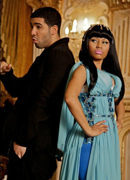 Blue Nicki Minaj Beading Dress Ruffled Prom Celebrity Formal Gown Dress at Glamorous Moments for Life