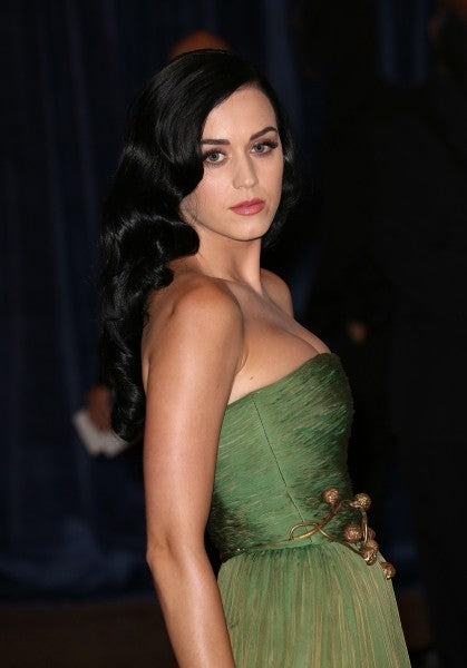 Green Katy Perry Strapless Chiffon Dress Ruched Prom Red Carpet Formal Dress White House Correspondents' Association