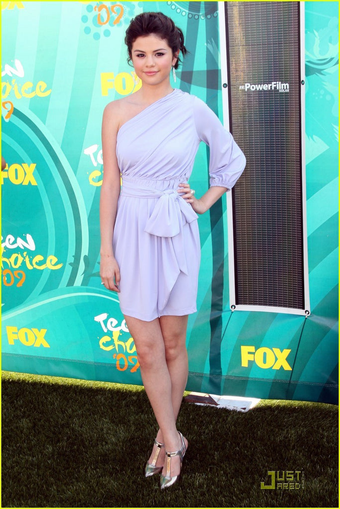 selena gomez purple dress Lavender Selena Gomez Short Dress One Sleeve Prom Celebrity Evening Dr – Hoprom