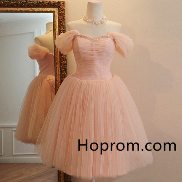 Baby Pink Sweetheart Homecoming Dress, Chiffon A Line Homecoming Dress
