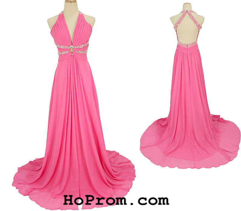 Backless Prom Dress Halter Prom Dresses Evening Dress