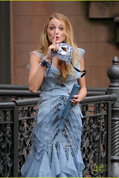 Blue Blake Lively Serena van der Woodsen Sequins Dress Round Neck Prom Celebrity Dress Gossip Girl