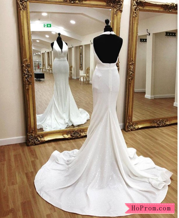 Elegant White Halter Open Back Long Prom Dress Hoprom Elegant White Halter Open Back Long Prom Dress Hoprom