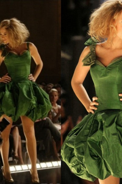 Green Blake Lively Short Dress Prom Celebrity Formal Dress Serena van der Woodsen Gossip Girl
