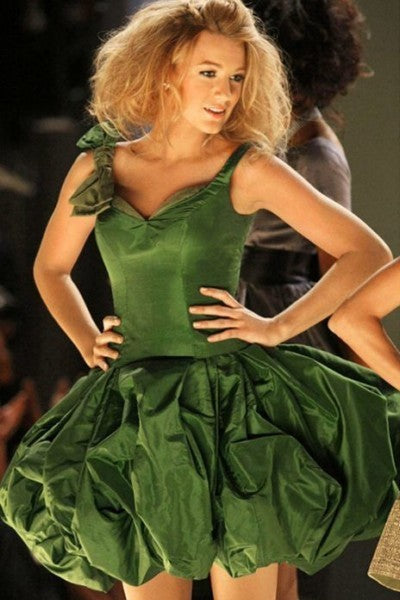 Green Blake Lively Short Dress Prom Celebrity Formal Dress Serena van – Hoprom