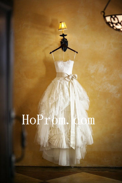 Lace Straps Prom Dresses,Cute White Prom Dress,Evening Dress