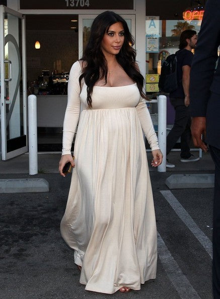 White Kim Kardashian (Kim K) Casual Pregnant Dress Long Sleeves Prom Celebrity Dresses For Sale